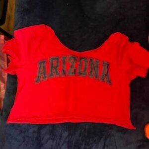 University of Arizona RED  Off The Shoulder Crop T-shirt